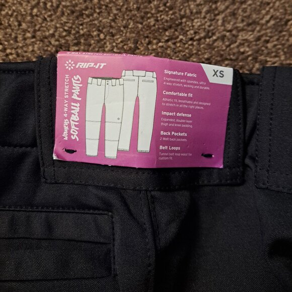 NWT Rip-it Women's 4-Way Stretch Black Softball Pants - Picture 7 of 10